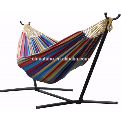 Folding stainless steel hammock stand with cotton double or single hammock